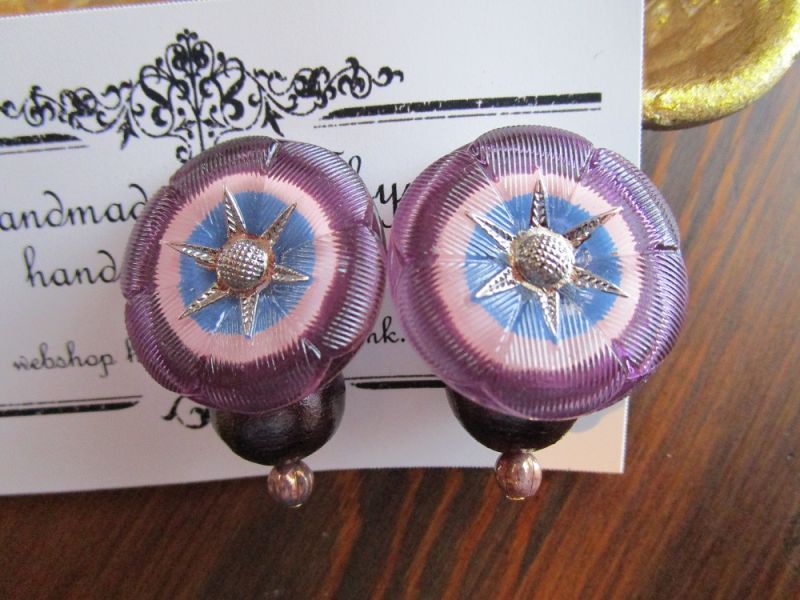 画像1: 六弁の花冠(青、ピンク、紫)ピアス